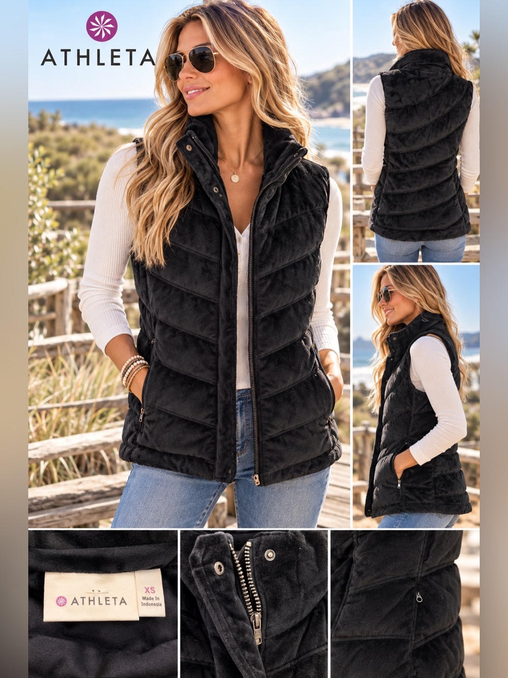 Athleta microsuede Black Vest-like new!
